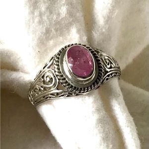 Pink Sapphire Ring in Artisan Sterling Silver